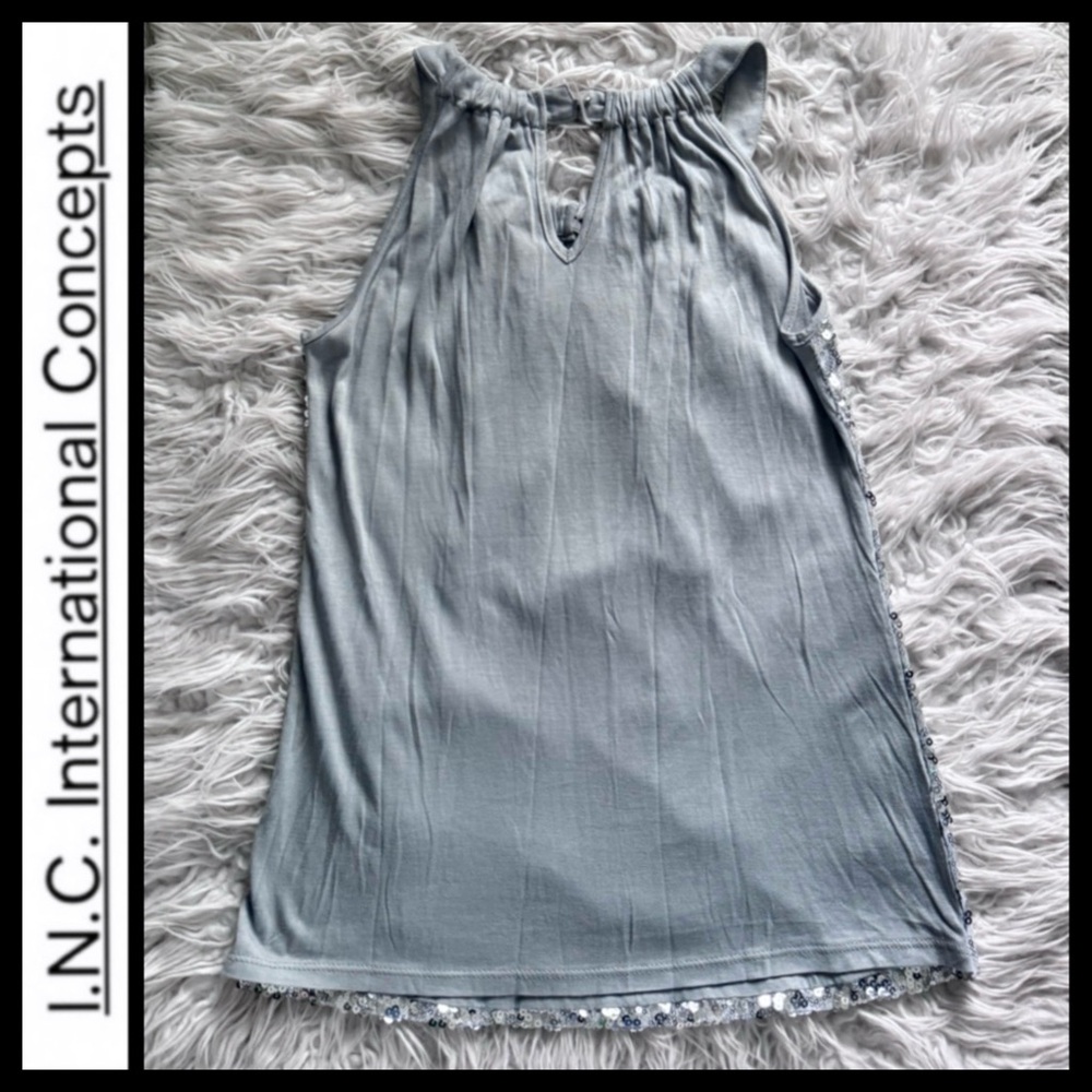 NWT I.N.C. International Concepts Silver Sequin Top - Picture 5 of 7